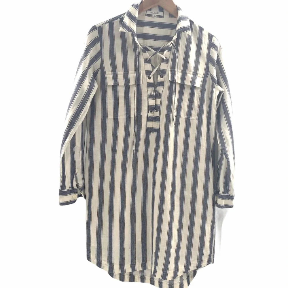 Madewell Striped Linen Blend Shirt Dress - Picture 5 of 15